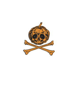 Dovleac craniu Halloween model negru pe tricou