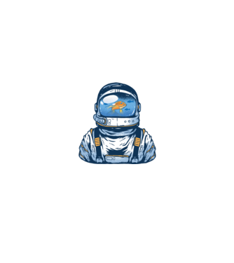 Peștișor auriu Astronaut model negru pe tricou