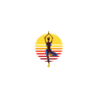 Retro yoga model negru pe tricou