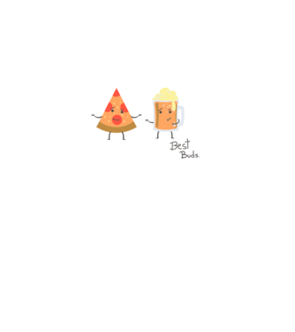 Best Buds - Pizza + Beer model gri pe tricou