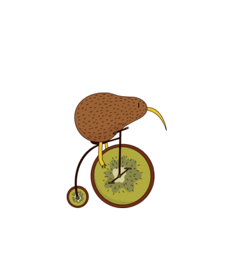 Bicicletă Kiwi model verde de măr pe tricou