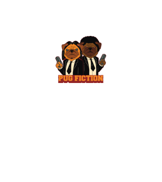 Pug Fiction Pugs Mops Pulp Fiction parodie model alb pe tricou