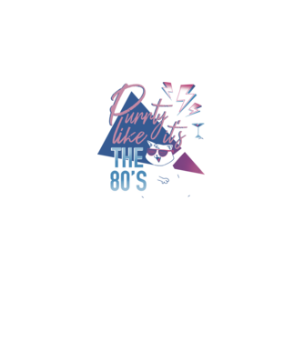 'Purrty Like it''s the 80''s' model negru pe tricou