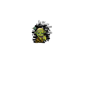 Alien drogat model alb pe tricou
