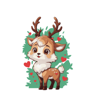 Valentine Deer model alb pe tricou