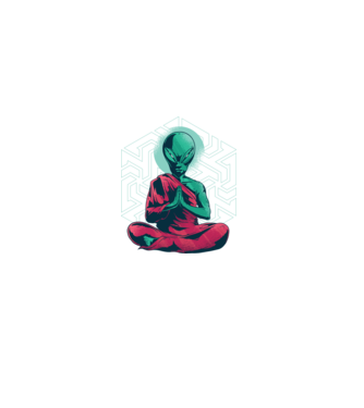 Meditație Alien model negru pe tricou