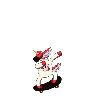 Skateboarder Unicorn DAB model albastru închis pe tricou