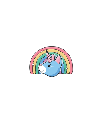 Pisică Unicorn model albastru închis pe tricou