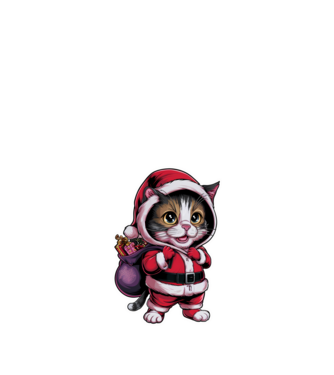 Santa Cat model negru pe tricou