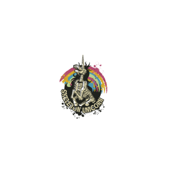 Schelet unicorn model alb pe tricou