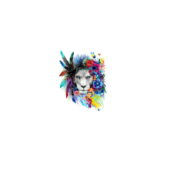 lion color jungle model alb pe tricou