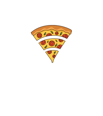 Felie de pizza Wifi model gri închis pe tricou