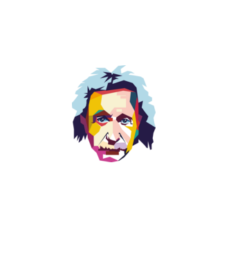 Einstein abstract model alb pe tricou