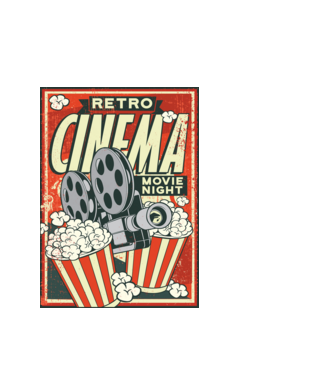 Afiș cinema retro model alb pe tricou