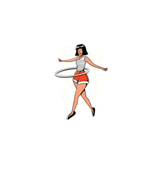 Cerc hula-hoop model albastru închis pe tricou