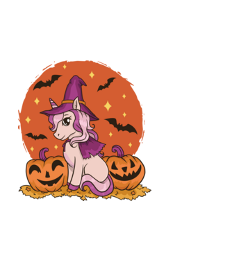 Unicorn Halloween model negru pe tricou