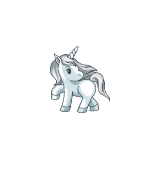 Unicorn de argint model albastru închis pe tricou