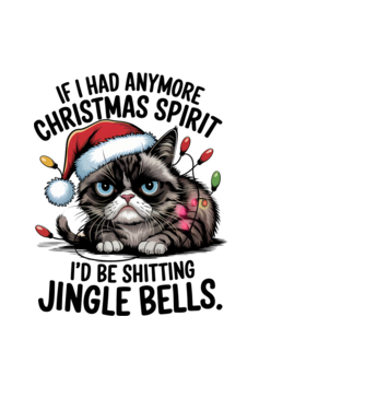 Christmas Spirit Grumpy Cat Alb model negru pe tricou