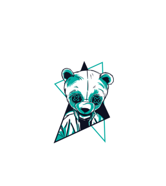 Panda Neon model alb pe tricou