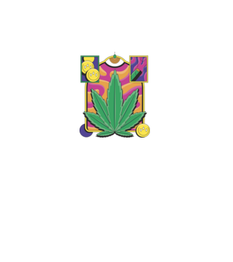 Hippy Cannabis model turcoaz pe tricou