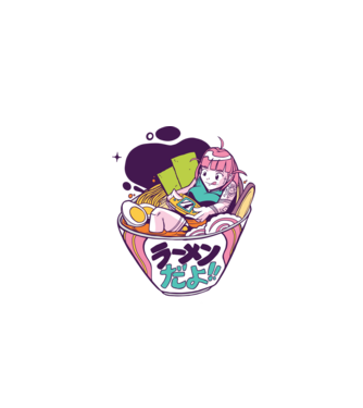Ramen Anime Gamer fată model gri pe tricou
