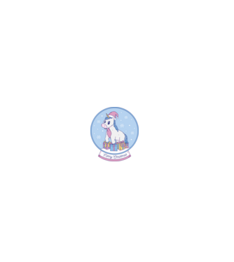 Glob de zăpadă drăguț, de Crăciun, cu Unicorn model negru pe tricou