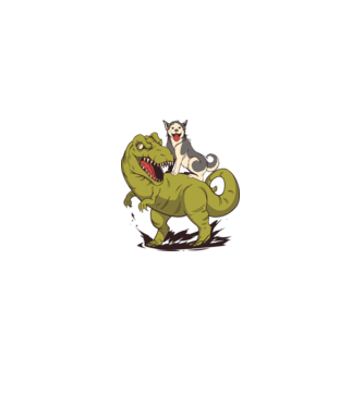 Dinozaur Husky model gri pe tricou