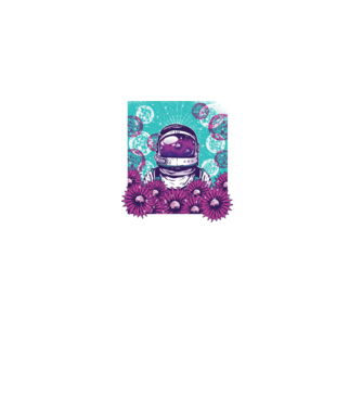 Floral Astronaut model negru pe tricou