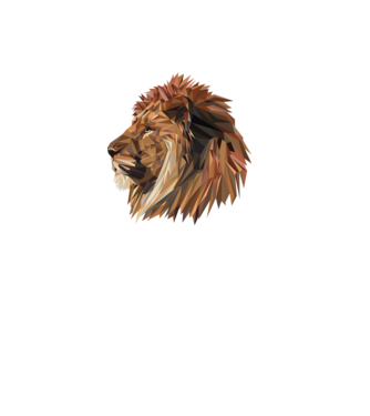 lion polygon model gri pe tricou