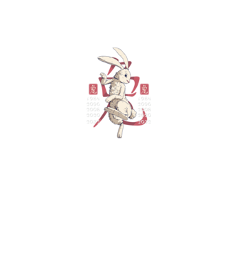 Year of the Rabbit model negru pe tricou