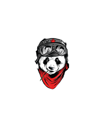 Panda Gerilla model negru pe tricou