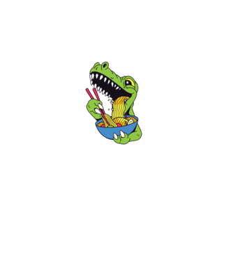 T-rex Ramen model albastru închis pe tricou