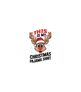 Christmas Pajama Reindeer Alb model nisipiu pe tricou