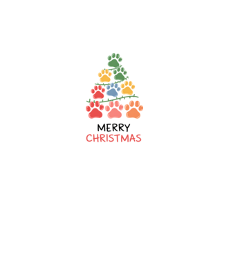 Merry Christmas Paws Alb model alb pe tricou