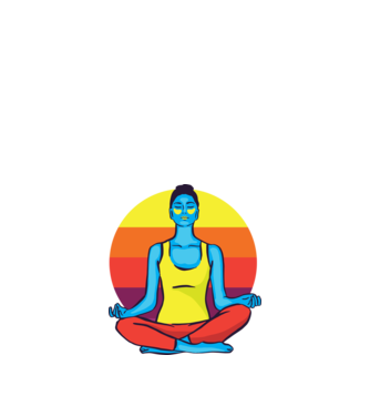 Yoga Meditație Retro model albastru închis pe tricou
