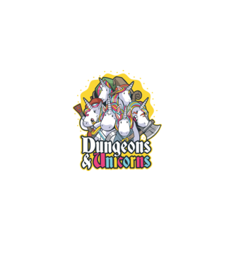Dungeons and Unicorns model mov pe tricou