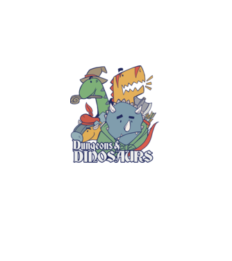 Dungeons and Dinosaurs model albastru închis pe tricou