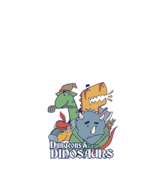 Dungeons and Dinosaurs model albastru închis pe tricou