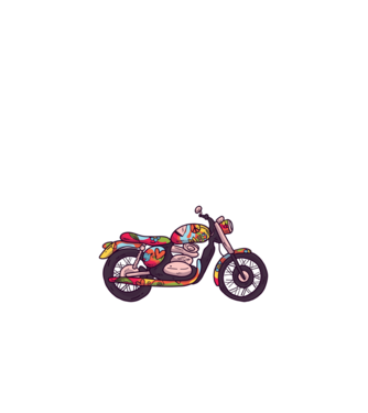 Motociclist Hippi model negru pe tricou