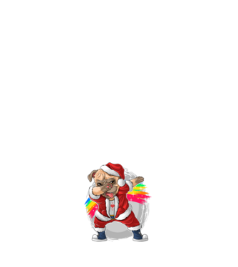 Santa Mops Moș Crăciun model negru pe tricou