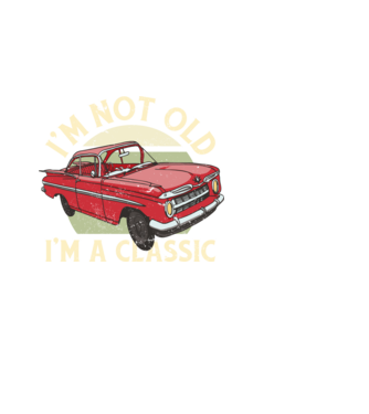 'Mașină clasică - I''m not old I''m a classic' model alb pe tricou