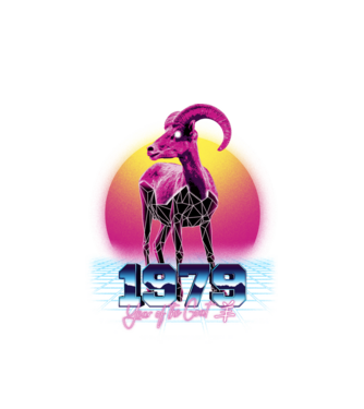 1979 Year of the Goat model alb pe tricou