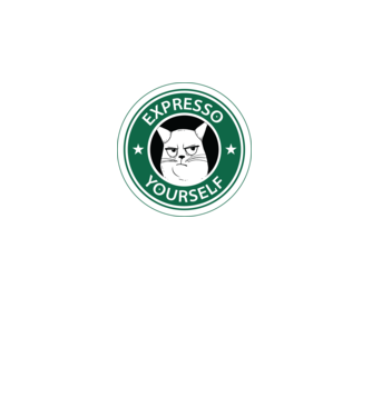 Expresso Yourself tricou Pisică cu cafea model negru pe tricou