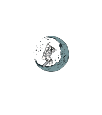 Astronaut pe Lună model negru pe tricou