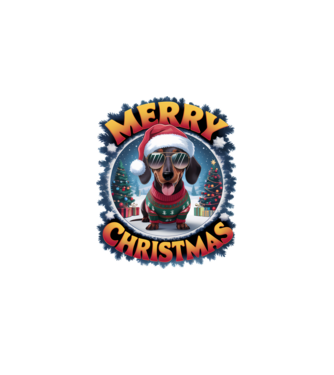 Merry Christmas Teckel model alb pe tricou