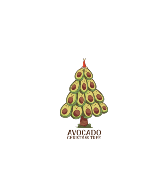 Pom de Crăciun Avocado model alb pe tricou