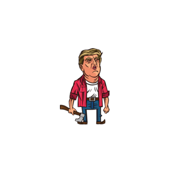Trump tăietor de lemne model alb pe tricou