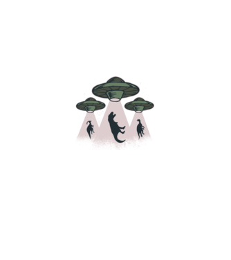 Alien OZN dinozaur model negru pe tricou
