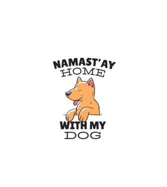 'Namast''ay Home with my Dog -Yoga Carantină' model turcoaz pe tricou