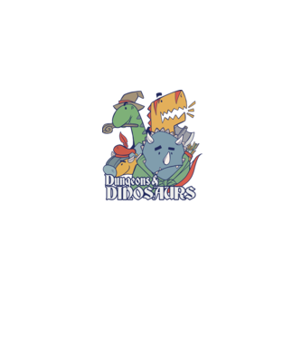 Dungeons and Dinosaurs model albastru jeanși pe tricou